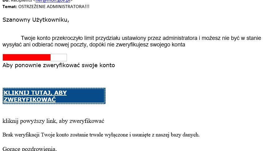 Phishing - mon,gov.pl